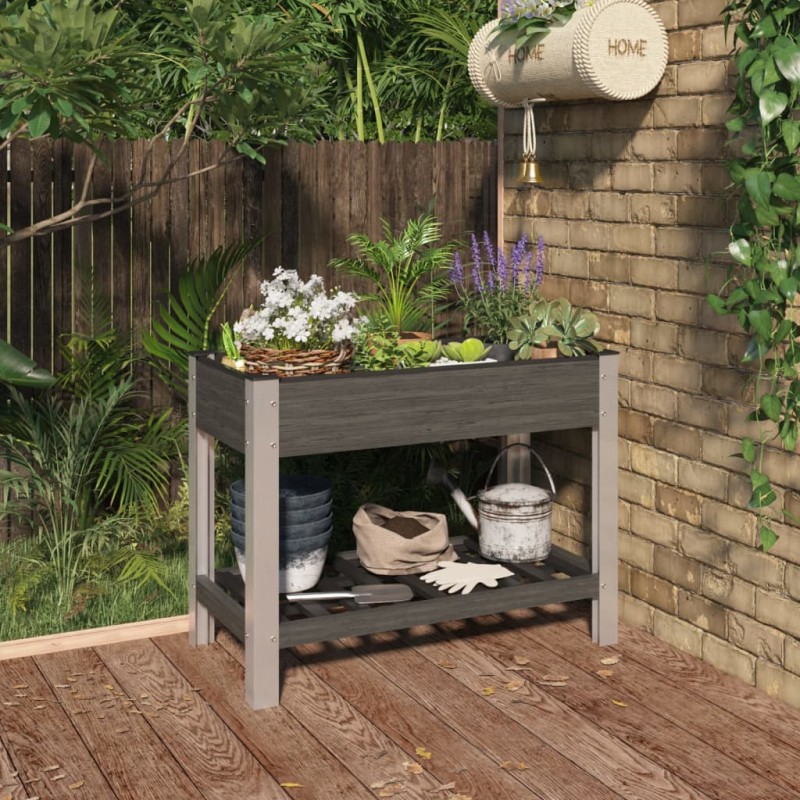 vidaXL Garten-Hochbeet mit Ablage Grau 100x50x75 cm WPC vidaXL Garten-Hochbeet mit Ablage Grau 100x50x75 cm WPC