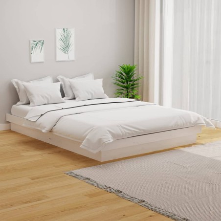 vidaXL Massivholzbett Weiß 140x190 cm