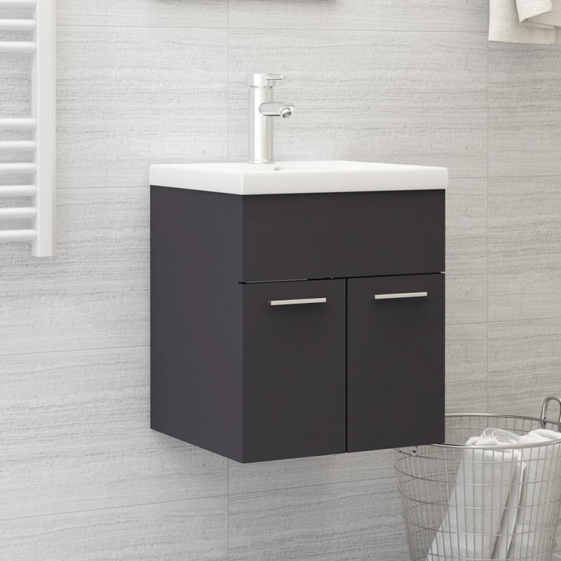 vidaXL Waschbeckenunterschrank Grau 41x38,5x46 cm Holzwerkstoff vidaXL Waschbeckenunterschrank Grau 41x38,5x46 cm Holzwerkstoff