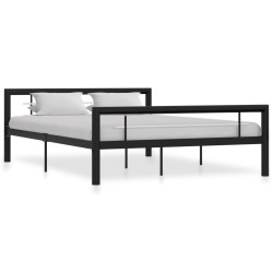 vidaXL Bettgestell Schwarz und Weiß Metall 140×200 cm 