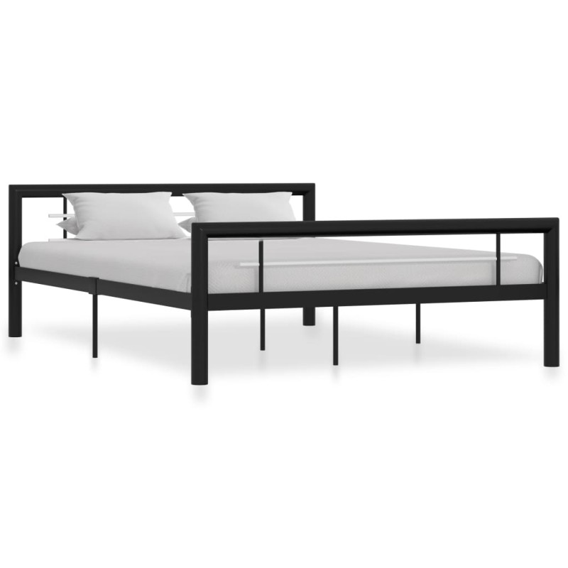 vidaXL Bettgestell Schwarz und Weiß Metall 140×200 cm vidaXL Bettgestell Schwarz und Weiß Metall 140×200 cm
