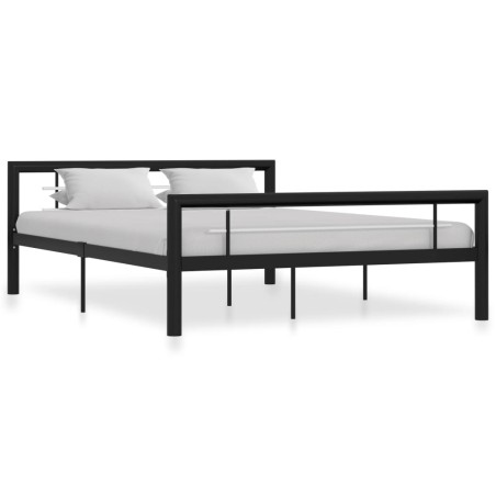vidaXL Bettgestell Schwarz und Weiß Metall 140×200 cm 