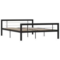 vidaXL Bettgestell Schwarz und Weiß Metall 140×200 cm 