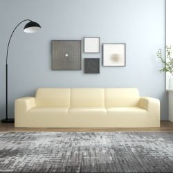 vidaXL Stretch Sofahusse 4-Sitzer Creme Polyester-Jersey  
