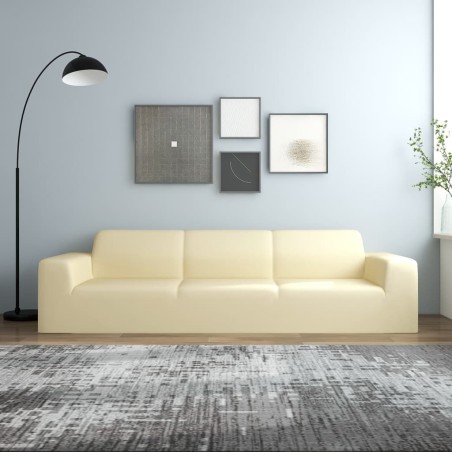 vidaXL Stretch Sofahusse 4-Sitzer Creme Polyester-Jersey  