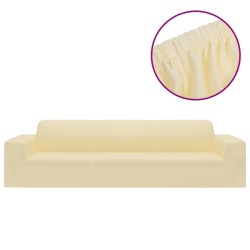 vidaXL Stretch Sofahusse 4-Sitzer Creme Polyester-Jersey  