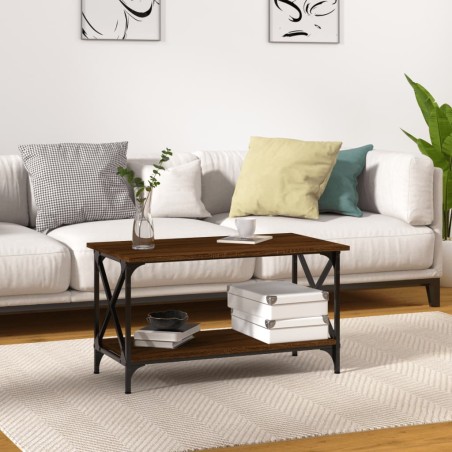 vidaXL Couchtisch Braun Eichen-Optik 80x45x45 cm Holzwerkstoff Eisen