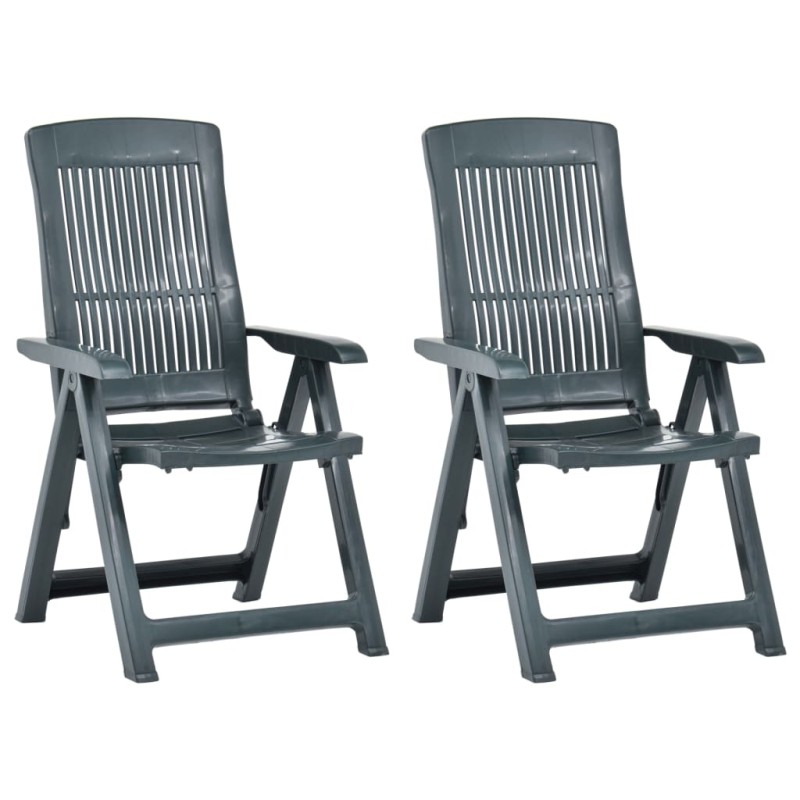 vidaXL Verstellbare Gartenstühle 2 Stk. Kunststoff Grün vidaXL Verstellbare Gartenstühle 2 Stk. Kunststoff Grün
