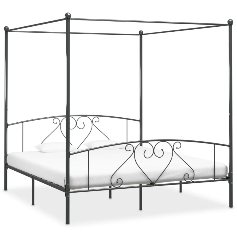 vidaXL Himmelbett-Gestell Grau Metall 200 x 200 cm vidaXL Himmelbett-Gestell Grau Metall 200 x 200 cm