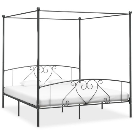 vidaXL Himmelbett-Gestell Grau Metall 200 x 200 cm 