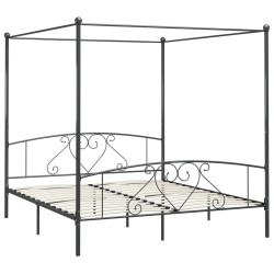 vidaXL Himmelbett-Gestell Grau Metall 200 x 200 cm 