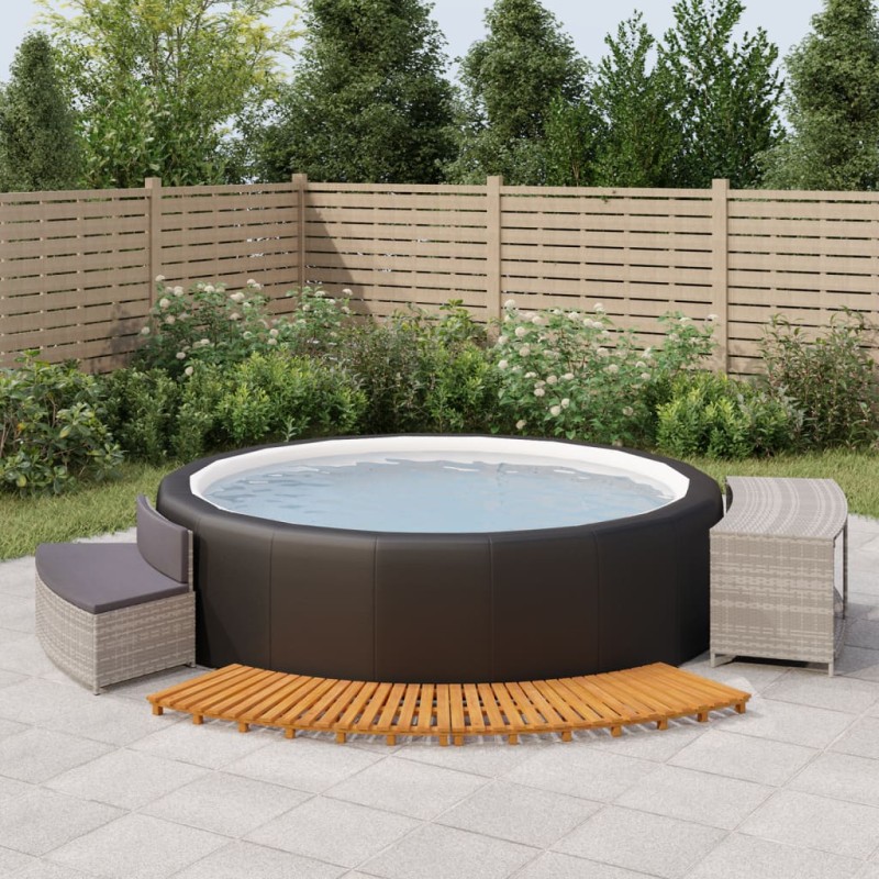 vidaXL Whirlpool-Umrandung Grau Poly Rattan und Massivholz Akazie vidaXL Whirlpool-Umrandung Grau Poly Rattan und Massivholz Akazie