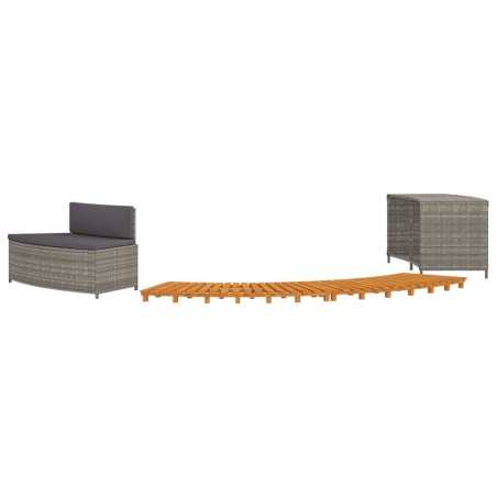 vidaXL Whirlpool-Umrandung Grau Poly Rattan und Massivholz Akazie