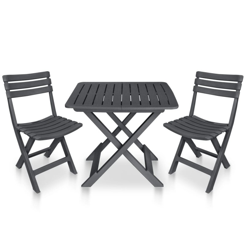 vidaXL 3-tlg. Bistro-Set Klappbar Kunststoff Anthrazit vidaXL 3-tlg. Bistro-Set Klappbar Kunststoff Anthrazit