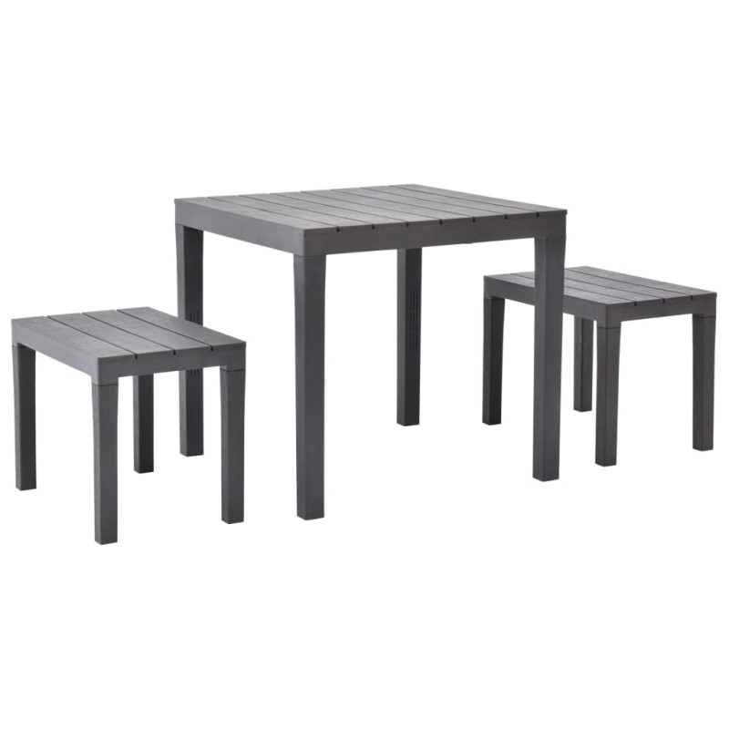 vidaXL Gartentisch mit 2 Bänken Kunststoff Braun vidaXL Gartentisch mit 2 Bänken Kunststoff Braun
