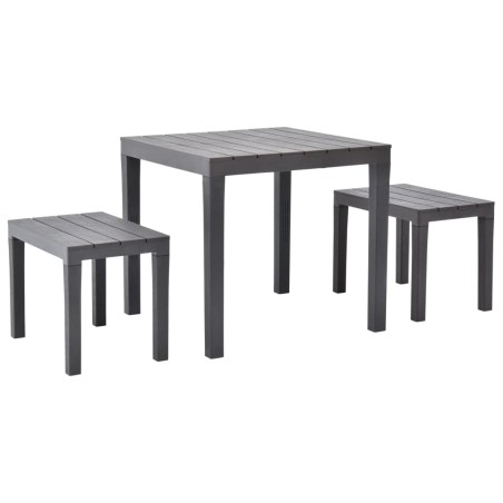 vidaXL Gartentisch mit 2 Bänken Kunststoff Braun