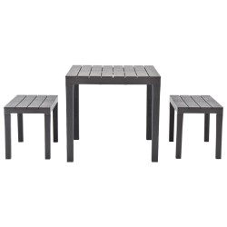 vidaXL Gartentisch mit 2 Bänken Kunststoff Braun
