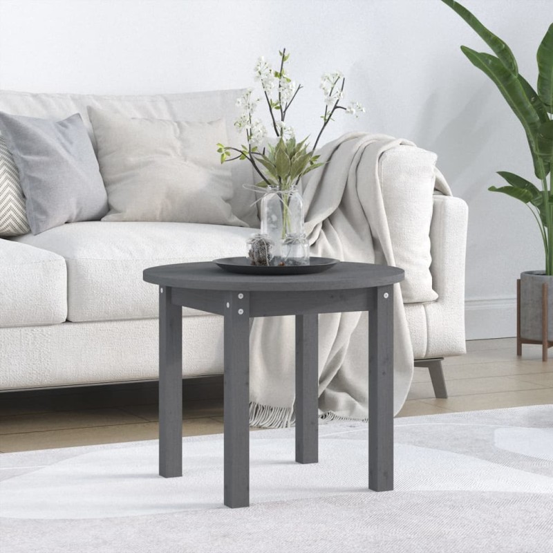 vidaXL Couchtisch Grau Ø 55x45 cm Massivholz Kiefer vidaXL Couchtisch Grau Ø 55x45 cm Massivholz Kiefer