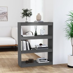 vidaXL Bücherregal Raumteiler Grau 80x30x103,5 cm Massivholz Kiefer