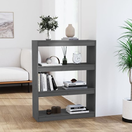 vidaXL Bücherregal Raumteiler Grau 80x30x103,5 cm Massivholz Kiefer