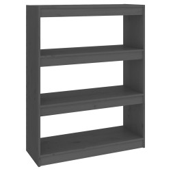 vidaXL Bücherregal Raumteiler Grau 80x30x103,5 cm Massivholz Kiefer