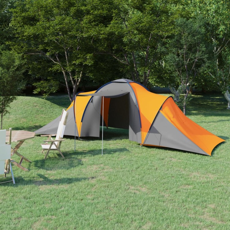 vidaXL Campingzelt 6 Personen Grau und Orange vidaXL Campingzelt 6 Personen Grau und Orange