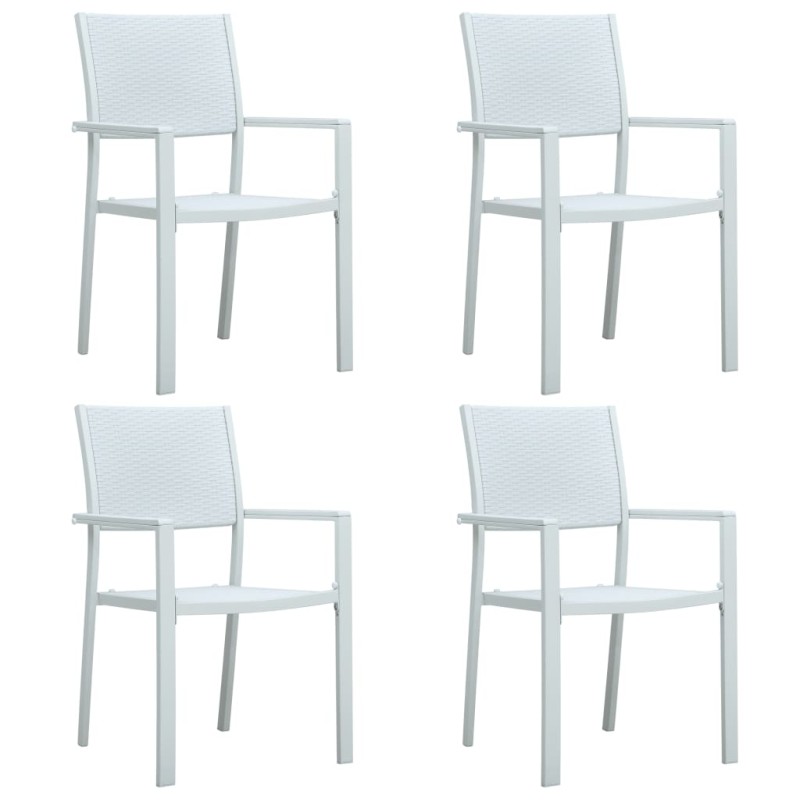 vidaXL Gartenstühle 4 Stk. Weiß Kunststoff Rattan-Optik vidaXL Gartenstühle 4 Stk. Weiß Kunststoff Rattan-Optik
