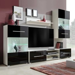 vidaXL Fünfteilige Wohnwand TV-Schrank mit LED-Beleuchtung Schwarz