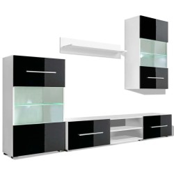 vidaXL Fünfteilige Wohnwand TV-Schrank mit LED-Beleuchtung Schwarz