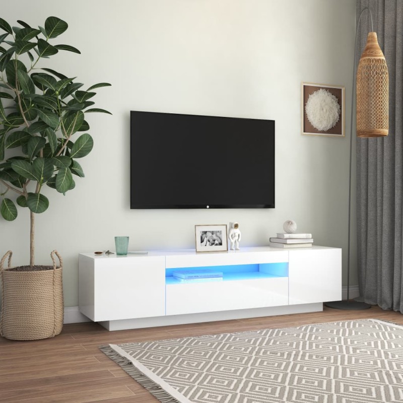 vidaXL TV-Schrank mit LED-Leuchten Hochglanz-Weiß 160x35x40 cm vidaXL TV-Schrank mit LED-Leuchten Hochglanz-Weiß 160x35x40 cm