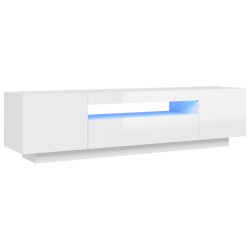 vidaXL TV-Schrank mit LED-Leuchten Hochglanz-Weiß 160x35x40 cm
