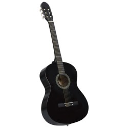 vidaXL Klassikgitarre für Anfänger Schwarz 4/4 39" Lindenholz     