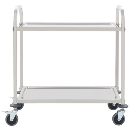 vidaXL 2-Stufiger Servierwagen 95 x 45 x 83,5 cm Edelstahl