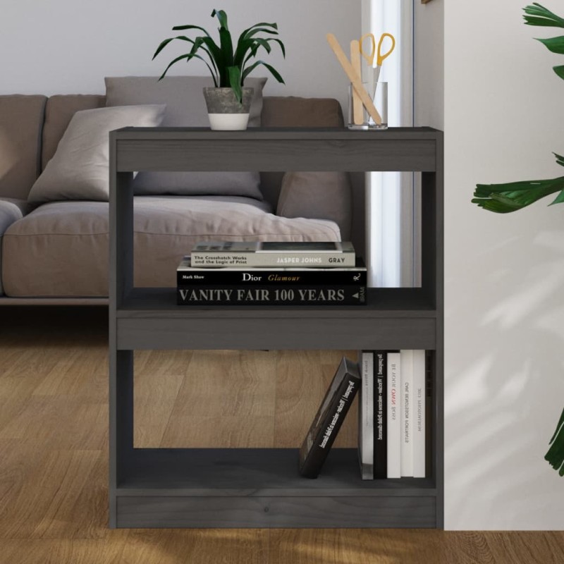 vidaXL Bücherregal/Raumteiler Grau 60x30x71,5 cm Massivholz Kiefer vidaXL Bücherregal/Raumteiler Grau 60x30x71,5 cm Massivholz Kiefer