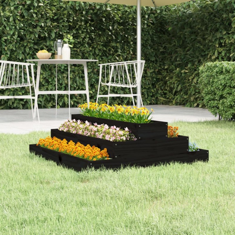 vidaXL Pflanzkübel Schwarz 80x80x27 cm Massivholz Kiefer vidaXL Pflanzkübel Schwarz 80x80x27 cm Massivholz Kiefer