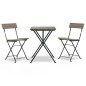 vidaXL 3-tlg. Bistro-Set Klappbar Grau Poly Rattan vidaXL 3-tlg. Bistro-Set Klappbar Grau Poly Rattan