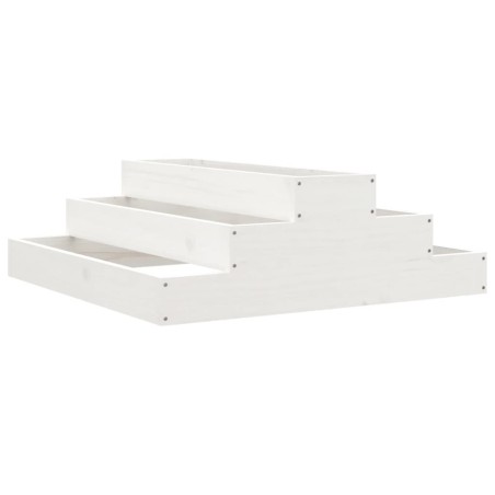 vidaXL Pflanzkübel Weiß 80x80x27 cm Massivholz Kiefer