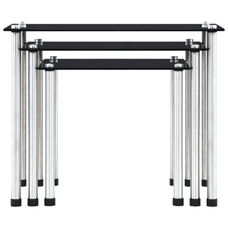 vidaXL Satztische 3 Stk. Schwarz Hartglas   