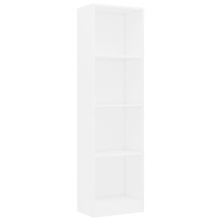 vidaXL Bücherregal 4 Fächer Weiß 40x24x142 cm Holzwerkstoff
