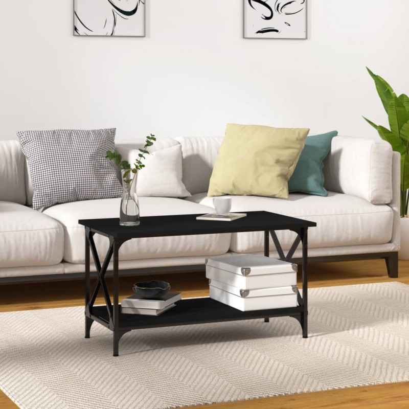 vidaXL Couchtisch Schwarz 80x45x45 cm Holzwerkstoff und Eisen vidaXL Couchtisch Schwarz 80x45x45 cm Holzwerkstoff und Eisen