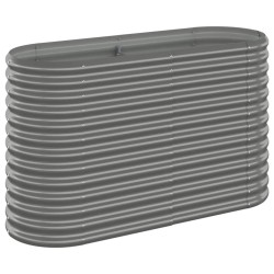 vidaXL Hochbeet Pulverbeschichteter Stahl 114x40x68 cm Grau