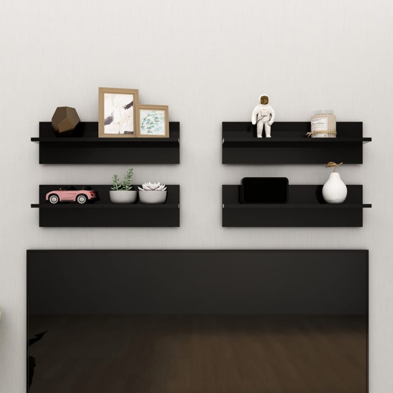 vidaXL Wandregale 4 Stk. Hochglanz-Schwarz 60x11,5x18 cm Holzwerkstoff vidaXL Wandregale 4 Stk. Hochglanz-Schwarz 60x11,5x18 cm Holzwerkstoff
