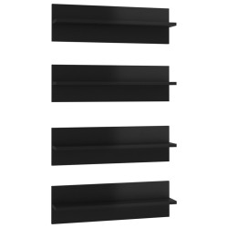 vidaXL Wandregale 4 Stk. Hochglanz-Schwarz 60x11,5x18 cm Holzwerkstoff