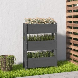 vidaXL Pflanzkübel Grau 77x25x104,5 cm Massivholz Kiefer