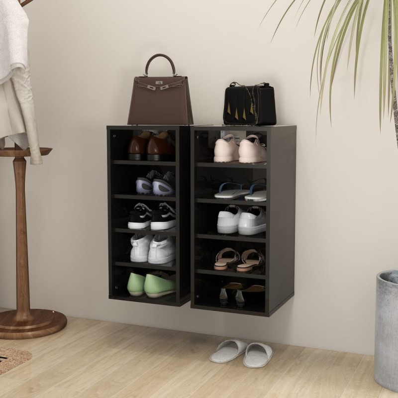 vidaXL Schuhschränke 2 Stk. Hochglanz-Schwarz 31,5x35x70 cm vidaXL Schuhschränke 2 Stk. Hochglanz-Schwarz 31,5x35x70 cm