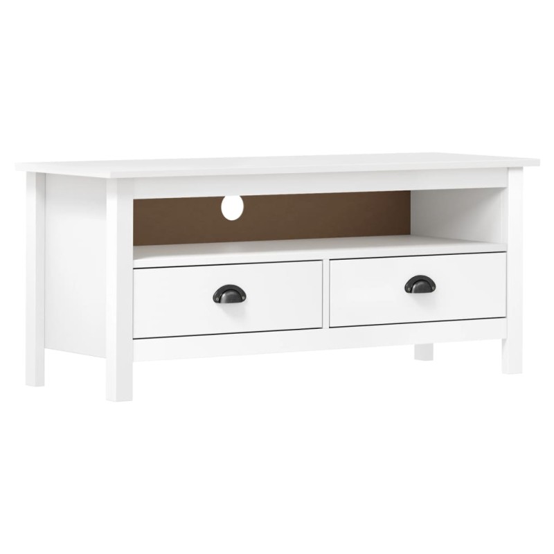 vidaXL TV-Schrank Hill Weiß 110x40x47 cm Massivholz Kiefer vidaXL TV-Schrank Hill Weiß 110x40x47 cm Massivholz Kiefer