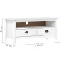 vidaXL TV-Schrank Hill Weiß 110x40x47 cm Massivholz Kiefer vidaXL TV-Schrank Hill Weiß 110x40x47 cm Massivholz Kiefer