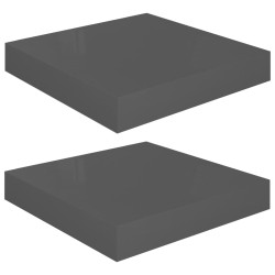 vidaXL Schwebende Wandregale 2 Stk. Hochglanz-Grau 23x23,5x3,8cm MDF 