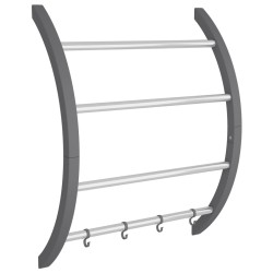 vidaXL Handtuchhalter mit Haken Silbern 56x16x72 cm Aluminium