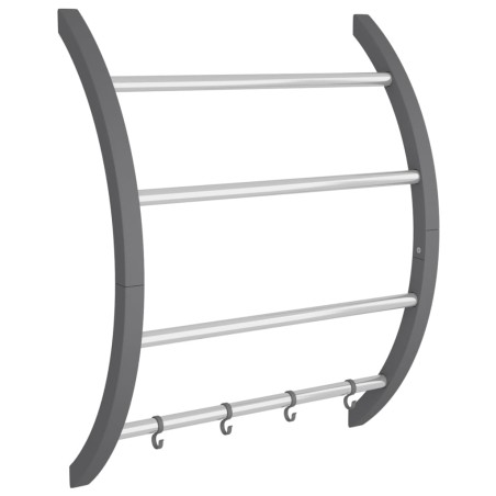 vidaXL Handtuchhalter mit Haken Silbern 56x16x72 cm Aluminium